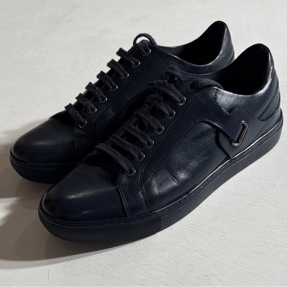 Versace Collection Dark Blue Leather Sneakers